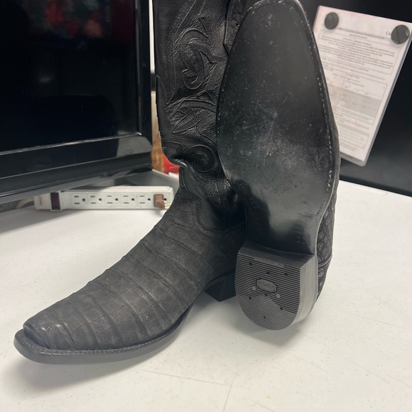 Kemo Sabe caiman Black Leather Cowboy Boots - Picture 2 of 4